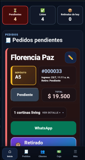 Vista de pedidos de Fedelix en celular